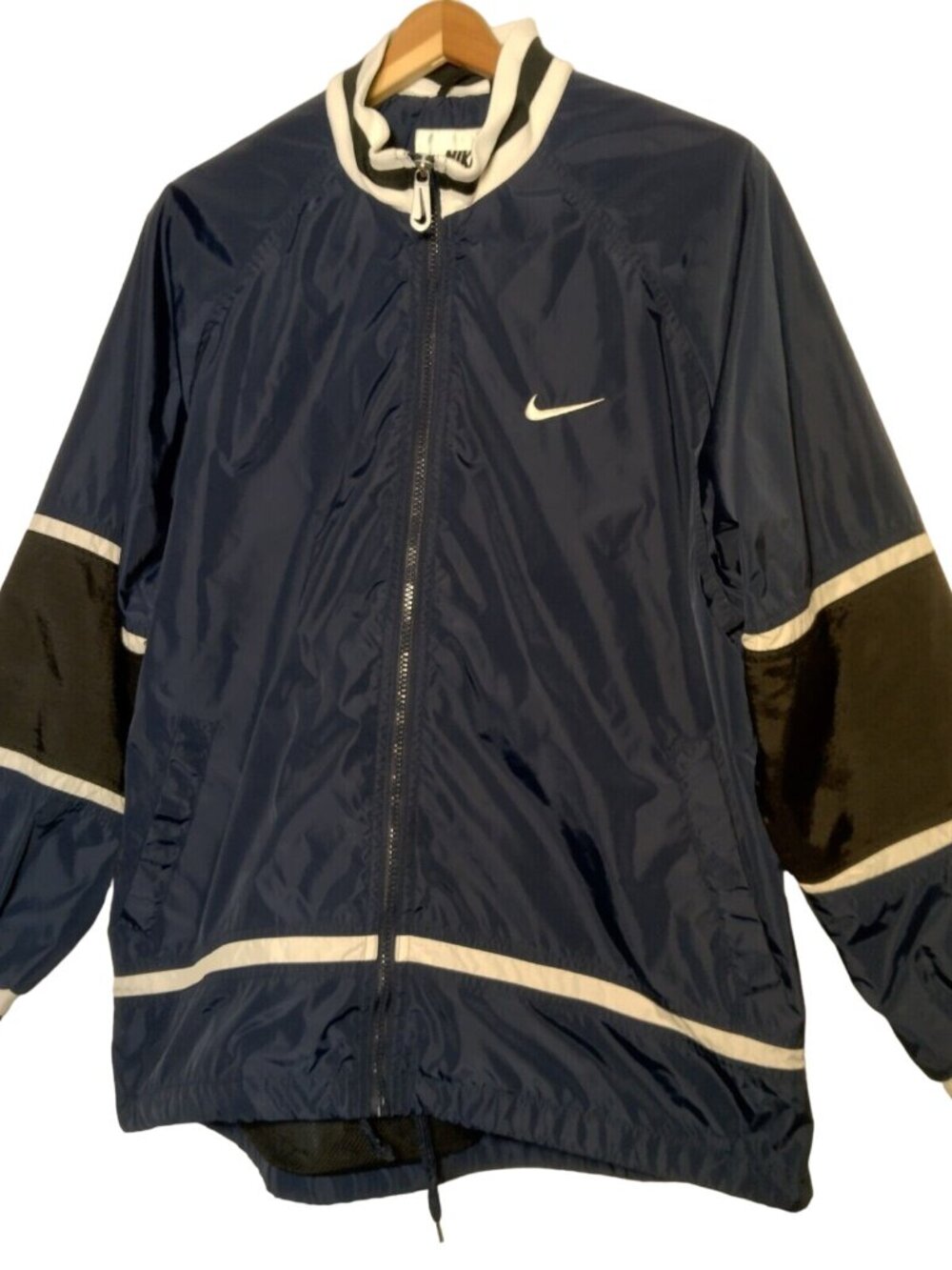 Nike Windbreaker Jacket Women M 8/10 Blue Full Zip Mesh Lined Vintage 1990s